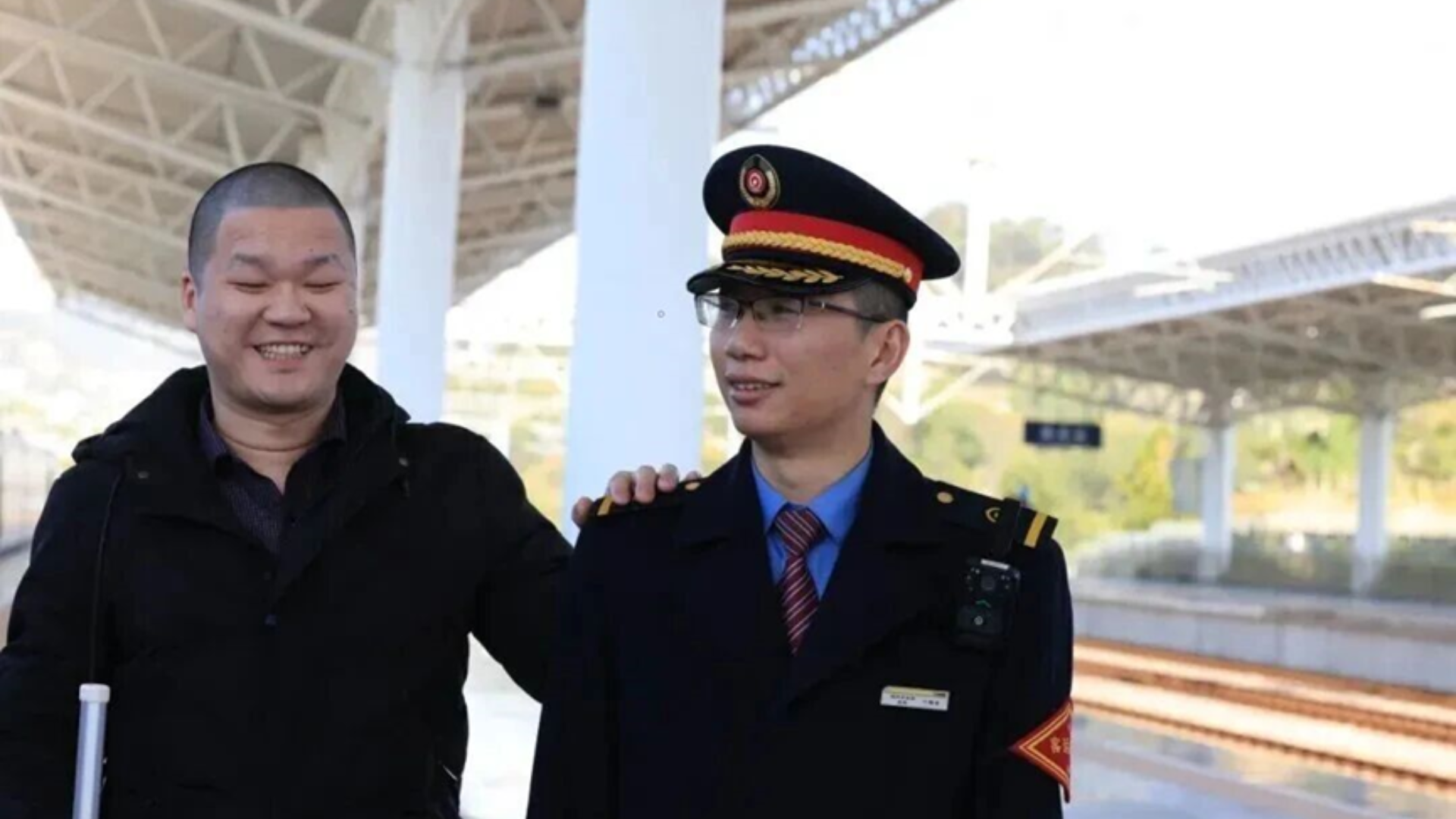 Visually impaired Sun Wufei navigates China’s high-speed rail network to manage his massage business.