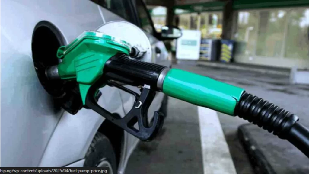 A green fuel nozzle refueling a car, illustrating Nigeria’s push for petroleum self-sufficiency.