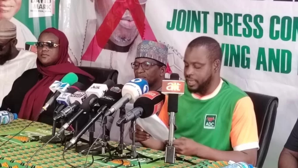 ADC National Youth Leader Balarabe Rufa'i demanding INEC restore David Mark’s party leadership.