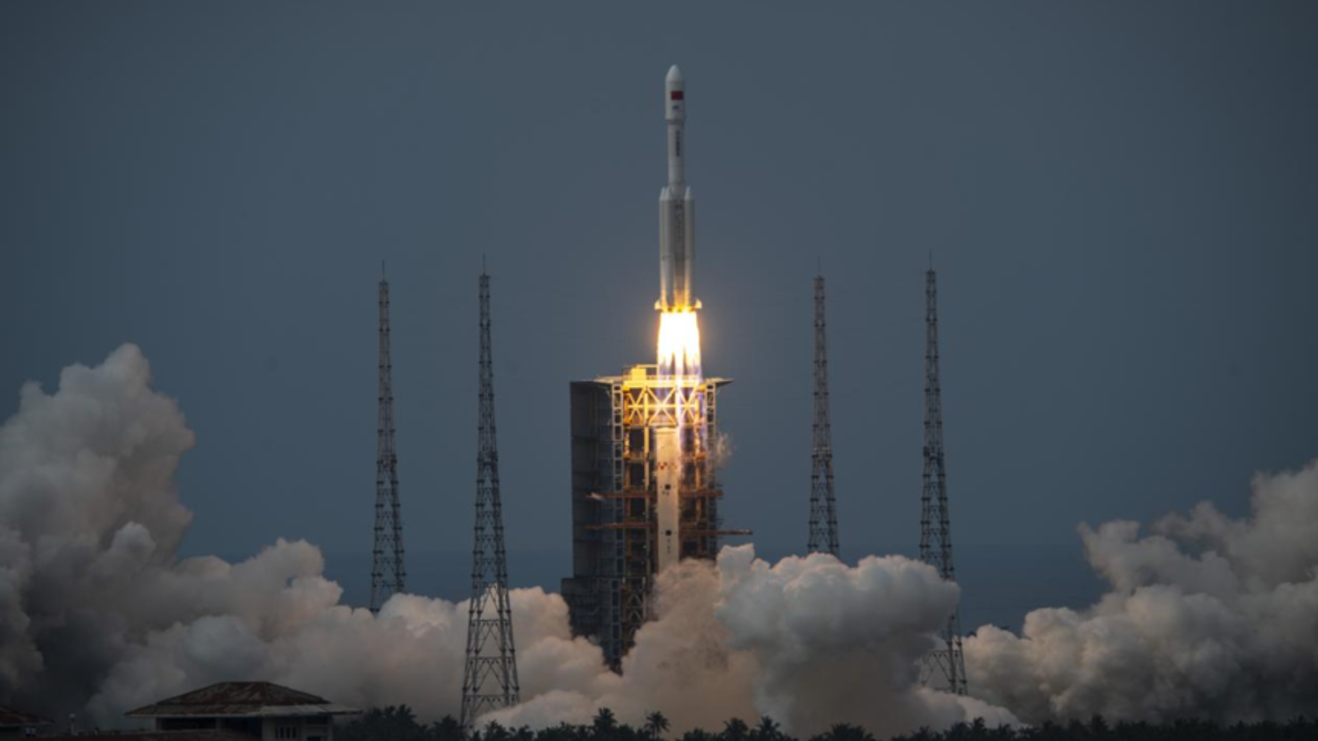 China's Long March-7 rocket lifts off, launching the Tianzhou-10 cargo spacecraft into orbit.