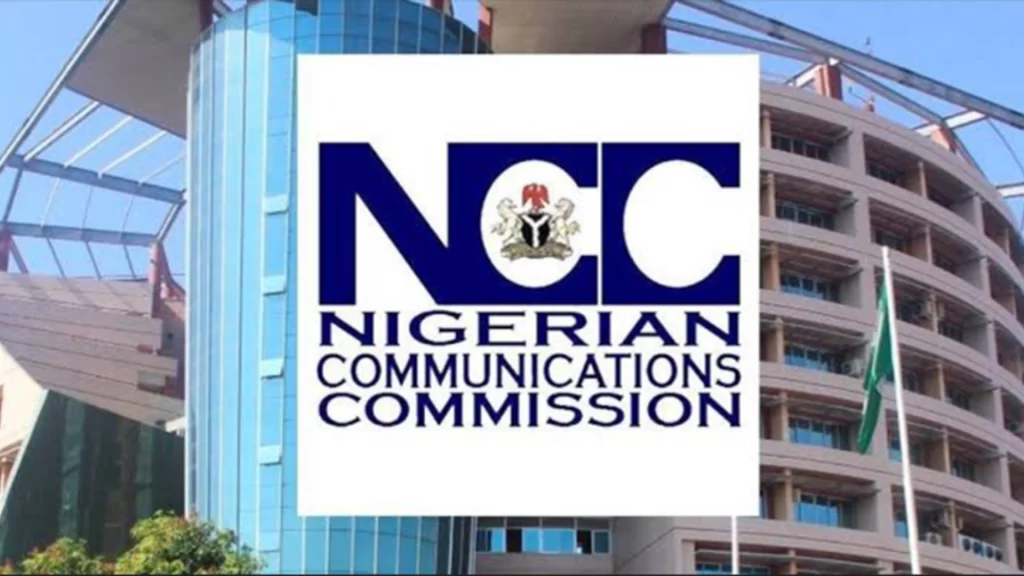 Nigerian Communications Commission (NCC) logo displayed over their corporate office building.