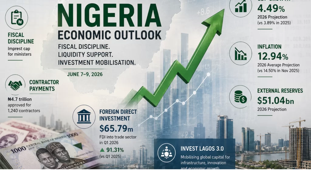 Nigeria economic outlook highlights GDP growth, foreign investment, fiscal discipline and infrastructure development.
