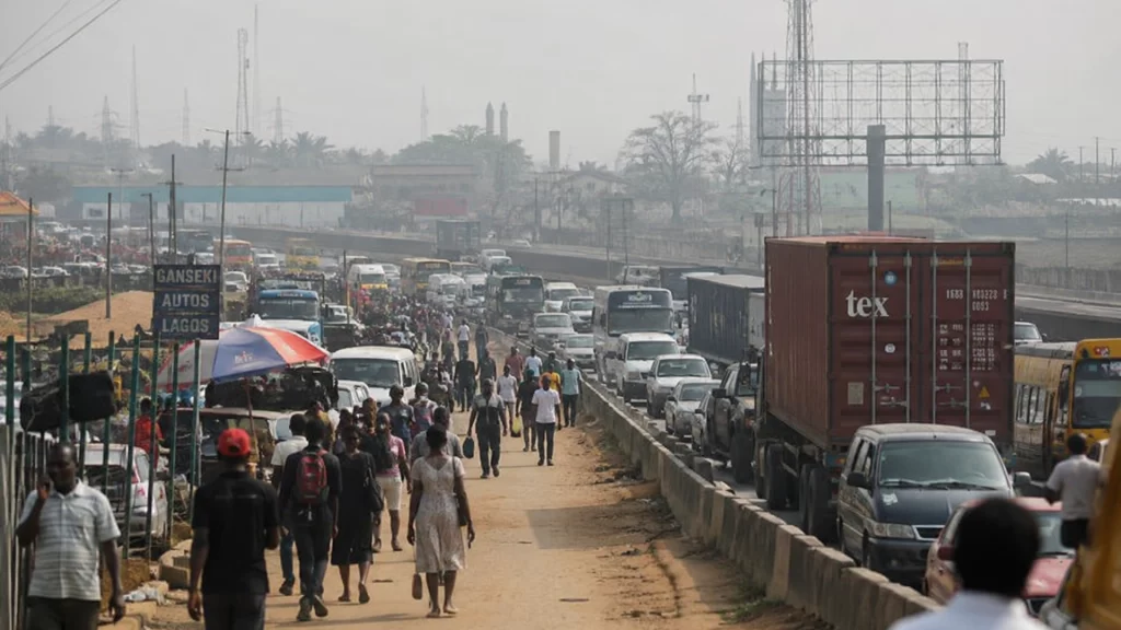 Heavy Lagos-Ogun commuter traffic reflects rising rents and urban housing affordability pressures.
