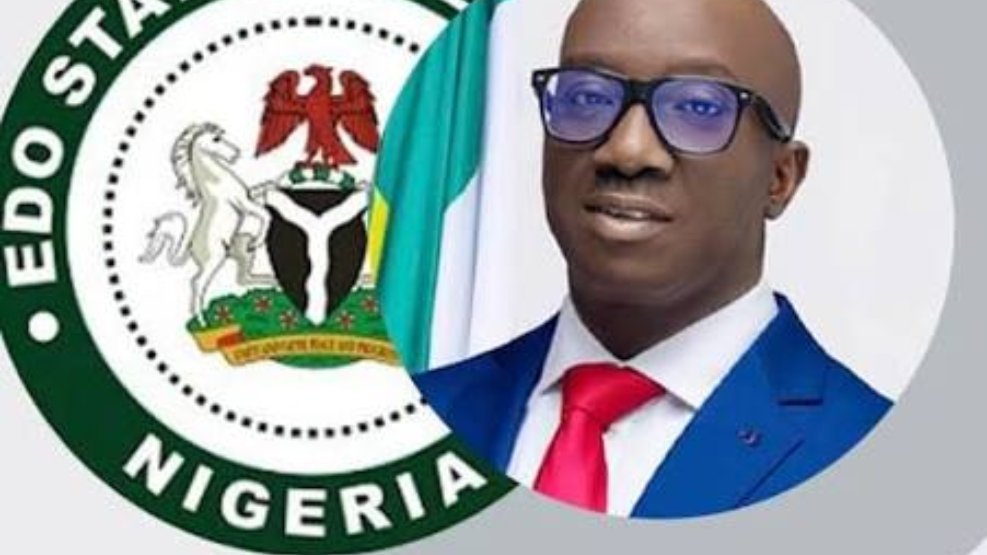 Governor Monday Okpebholo alongside the official Edo State Government seal.