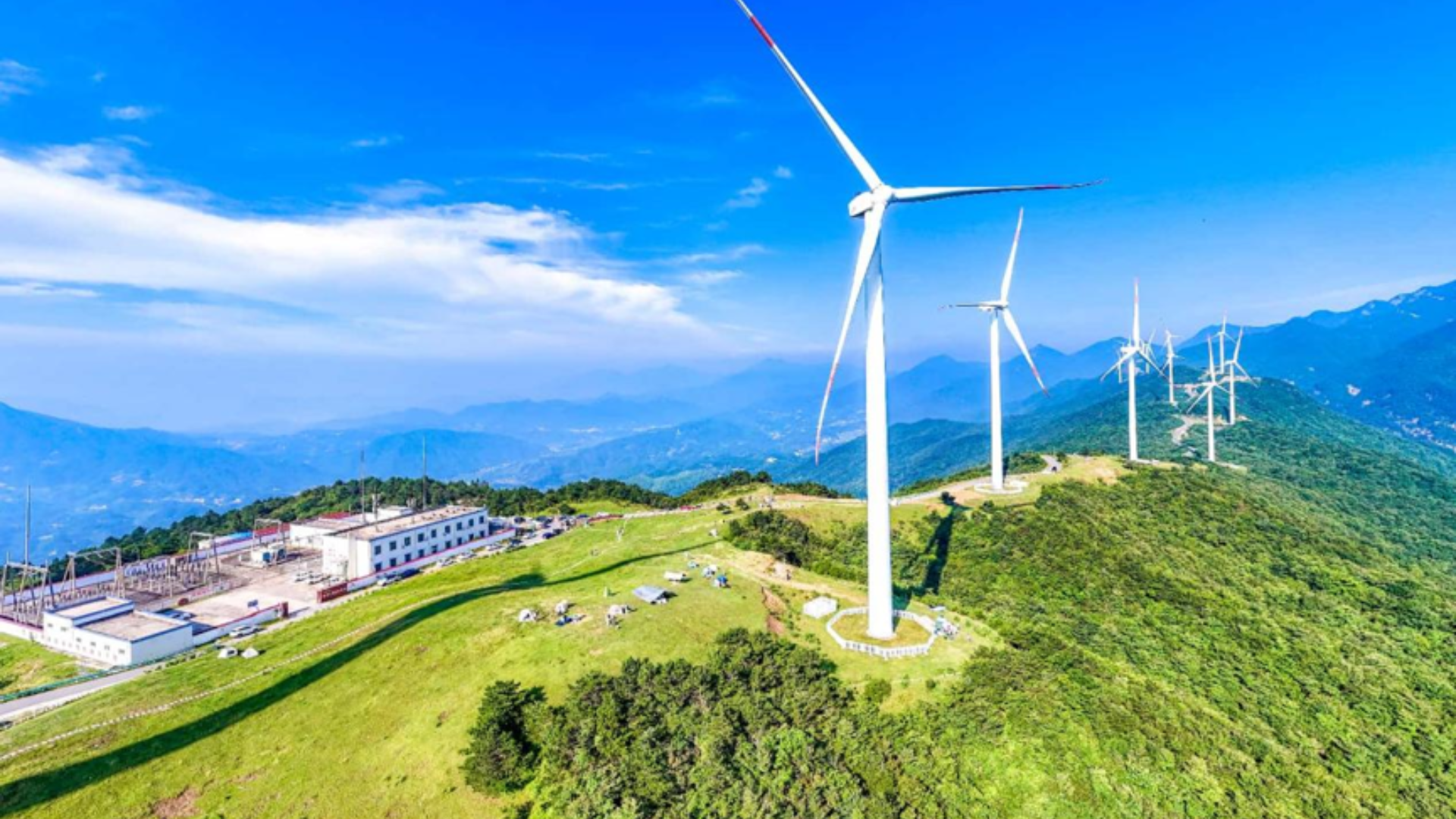 Wind farm in Anhui showcases China's commitment to clean, low-carbon energy development and sustainability.