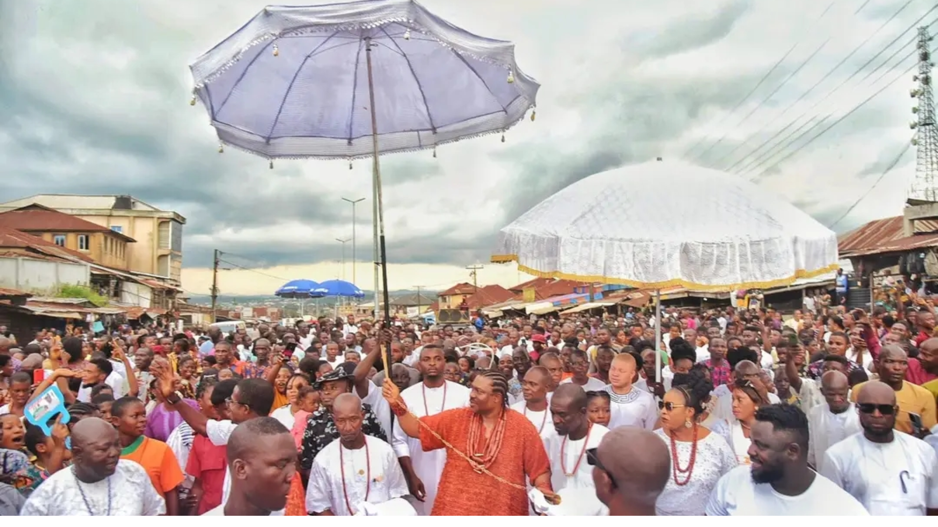 Olowo of Owo in ceremonial coral beads participating in the historic Igogo Festival rites.