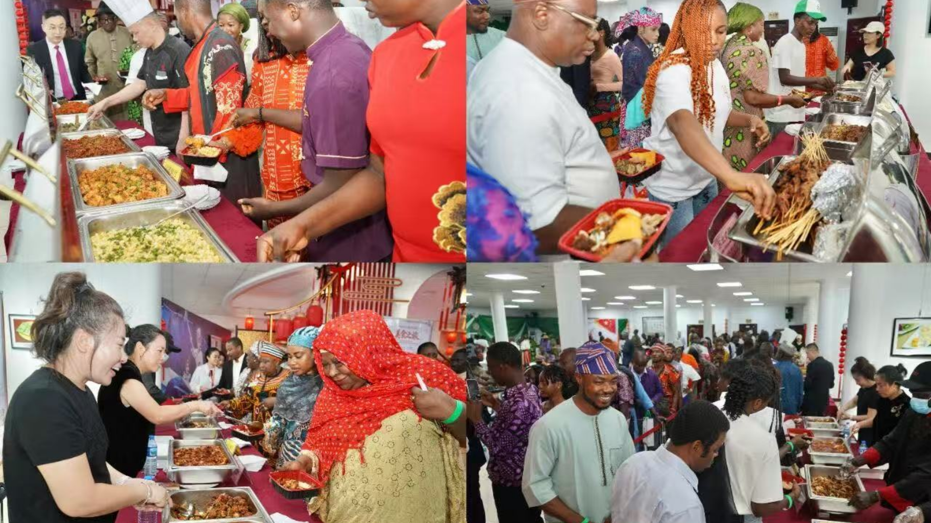 Nigerian and Chinese dishes served at the Abuja food festival celebrating 55 diplomatic years.
