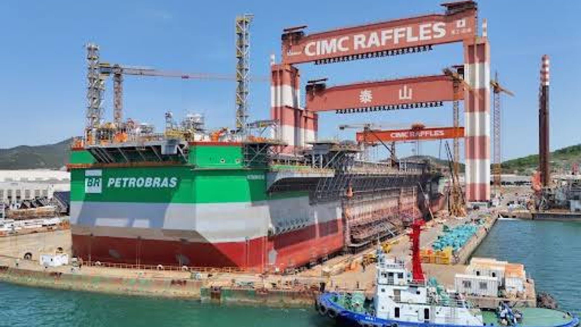 Petrobras offshore vessel under construction at a CIMC Raffles shipyard.