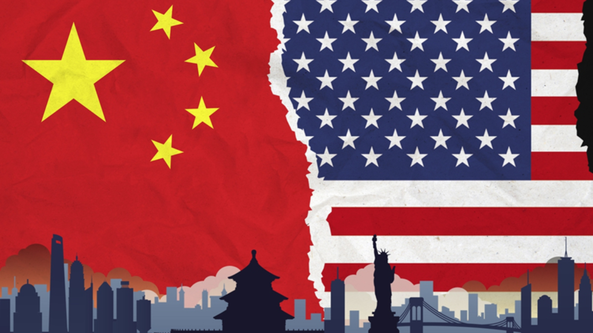 U.S. and China flags symbolising geopolitical trade tensions and growing market friction.
