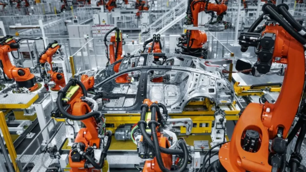 AI-powered smart workshop using advanced technology to improve manufacturing efficiency and quality inspection.