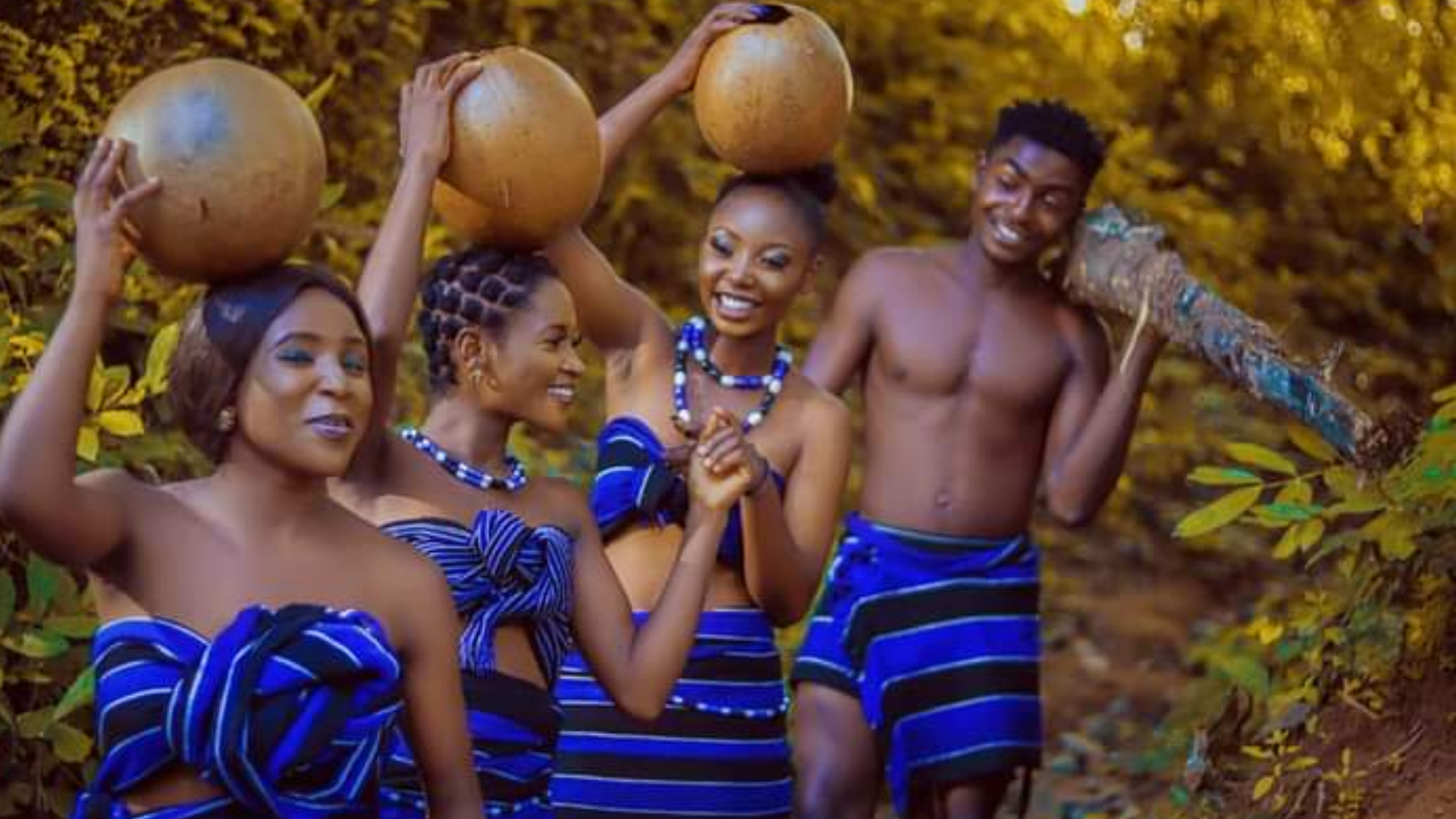 Igede traditional dancers, masquerades, and farm produce on display during the Igede-Agba New Yam Festival.