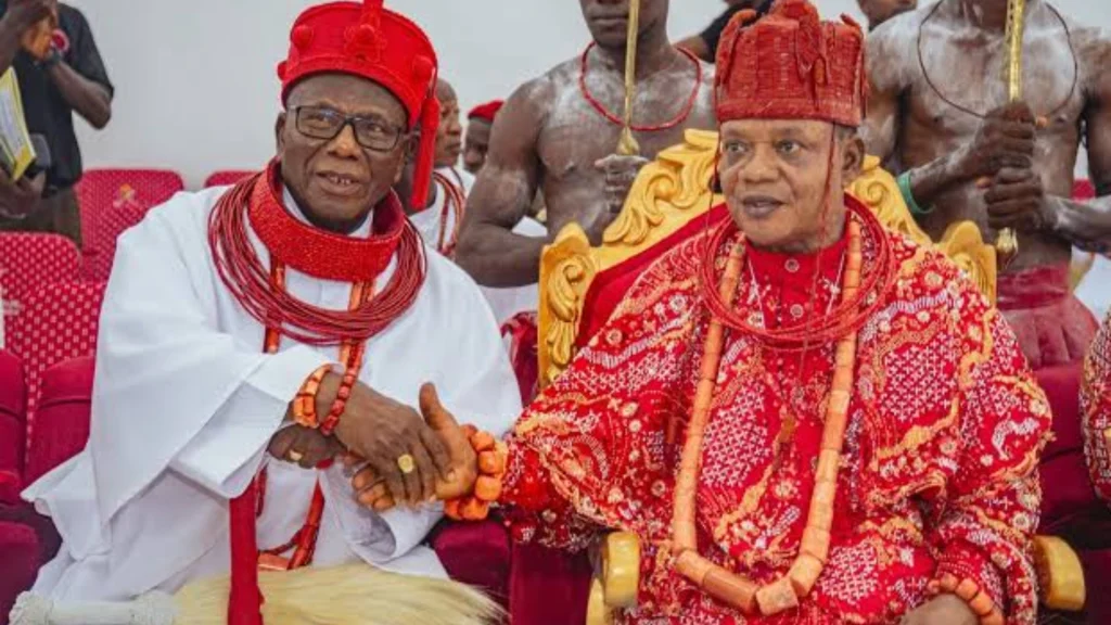 A group of Urhobo people celebrating the traditional 9-day Iherin festival in Ughelli Kingdom.