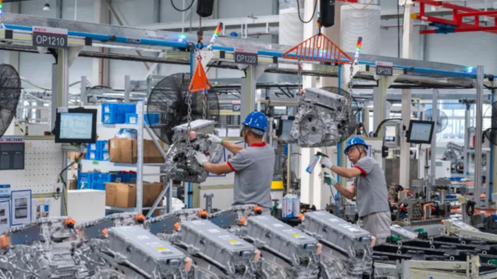 NEV gearboxes are manufactured on a smart production line in Wuhu, Anhui province.